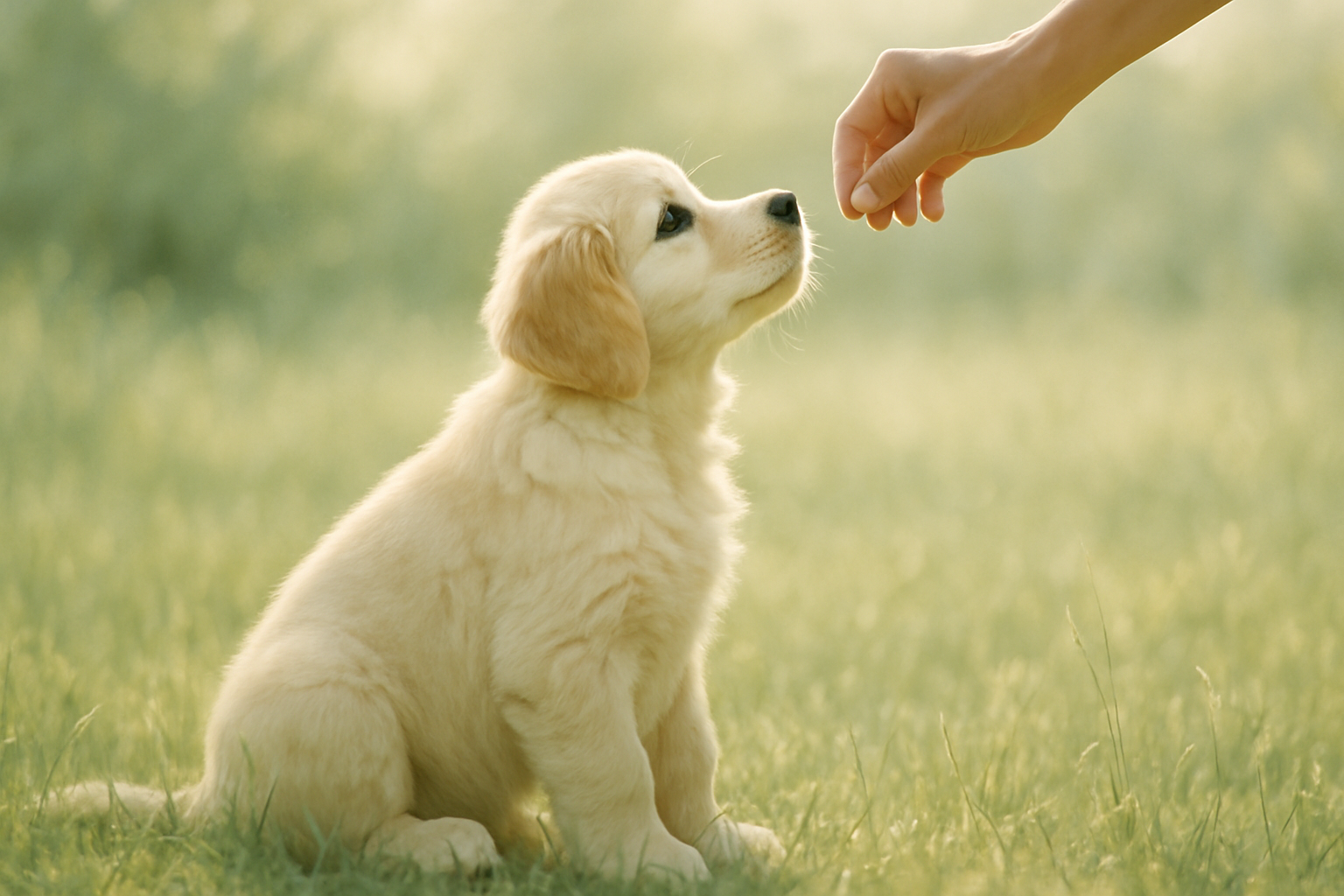 Chiot Golden Retriever heureux